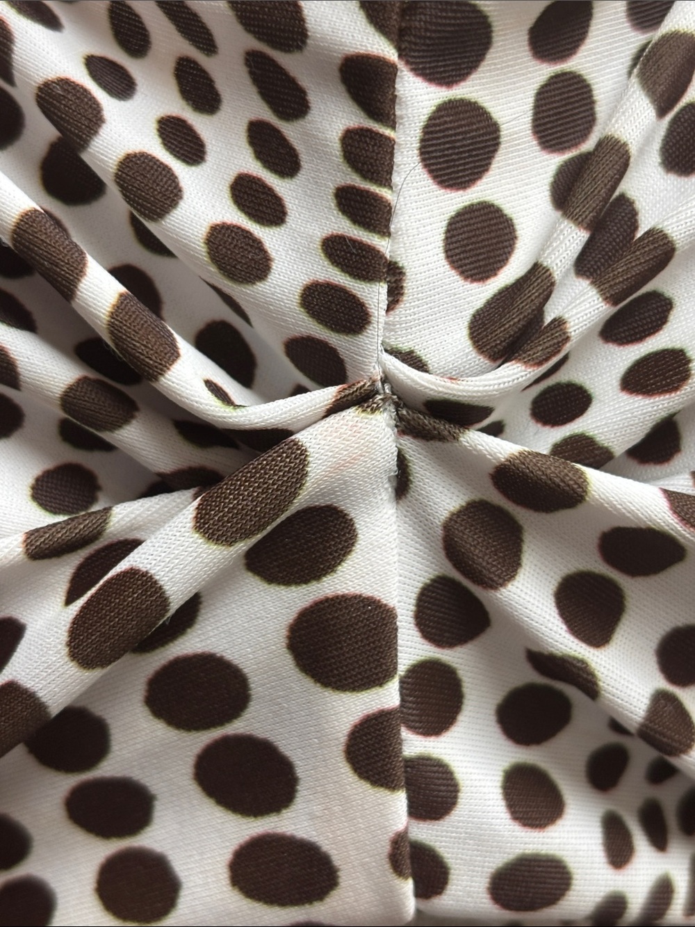 Brown and Off-White Polka Dot Ruched Bikini Top - Picture 6 of 16